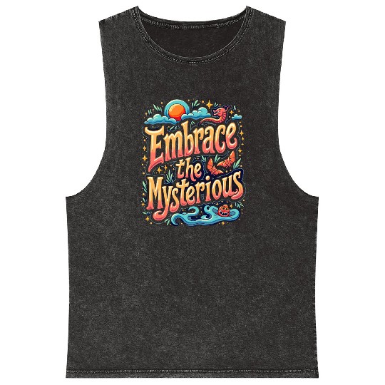 Embrace the Mysterious Adventure Artwork Mineral Wash Tank Tops