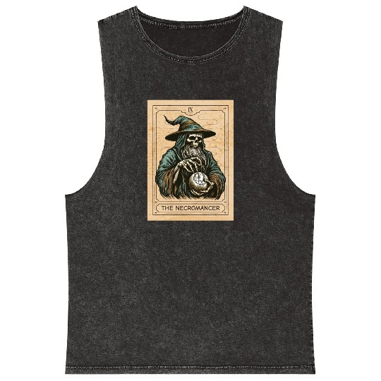 Necromancer - Spooky Necromancer Bones Necromancer Mineral Wash Tank Tops