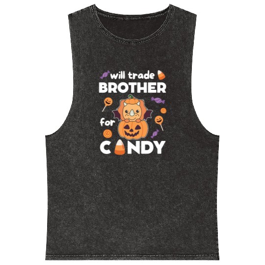Triceratops Halloween Trade Brother For Candy Mineral Wash Tank Tops