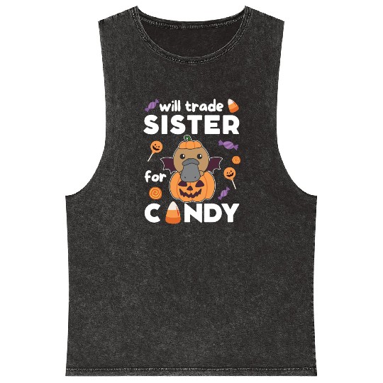 Platypus Halloween Trade Sister For Candy Mineral Wash Tank Tops