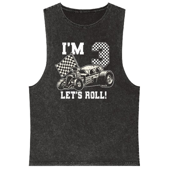 Race Car 3rd Birthday Boy 3 Three Toddler Racing Mineral Wash Tank Tops