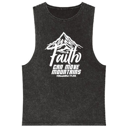 Faith Can Move Mountains Love Jesus Christian Mineral Wash Tank Tops