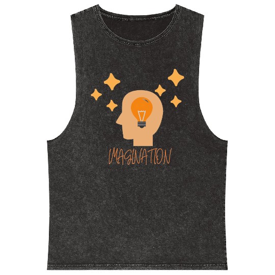Imagination and Creative Mind with Lightbulb Mineral Wash Tank Tops