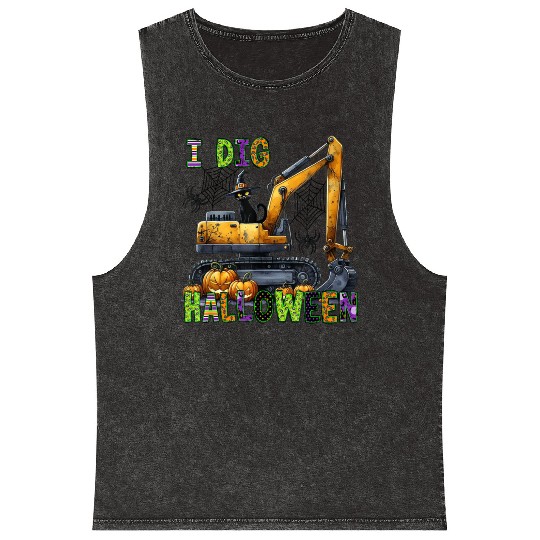 Construction Halloween Toddler I Dig Halloween Exc Mineral Wash Tank Tops