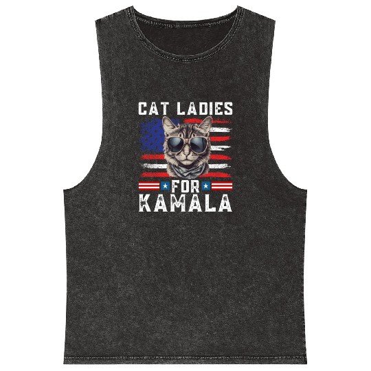 Cat ladies for kamala Harris 2024 Mineral Wash Tank Tops