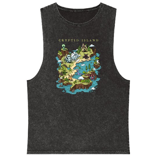 Cryptid Bigfoot Loch Ness Monster Mothman Jersey Mineral Wash Tank Tops