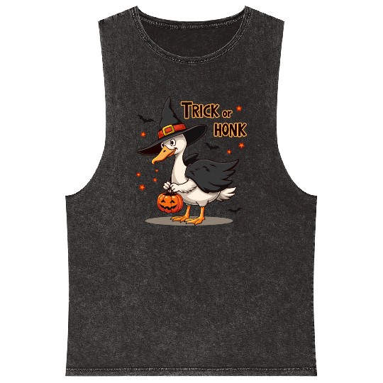 Funny Halloween Duck Costume Trick Honk Mineral Wash Tank Tops