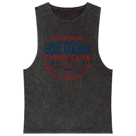 Blue Collar Fight Club Working Class Design Mineral Wash Tank Tops