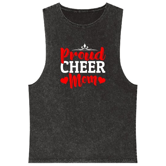 Proud Cheer Mom Cheerleading Mommy Mother's Day Mineral Wash Tank Tops