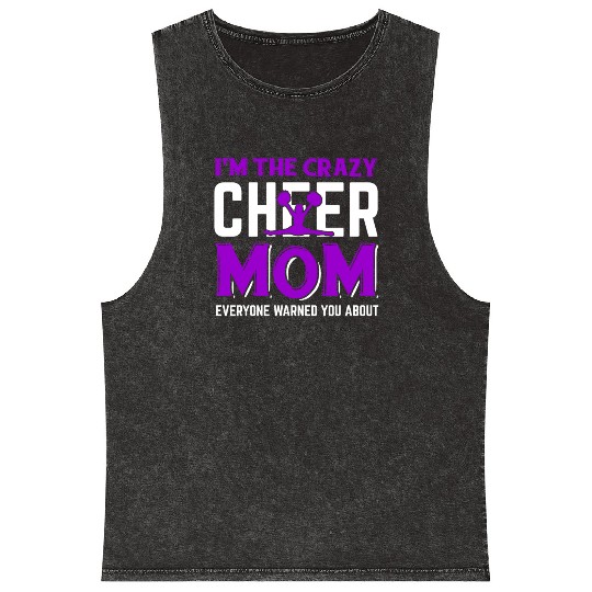 Crazy Cheer Mom Cheerleading Mommy Mother's Day Mineral Wash Tank Tops