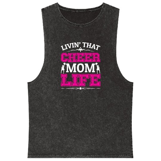 Living Cheer Mom Life Cheerleading Mother's Day Mineral Wash Tank Tops