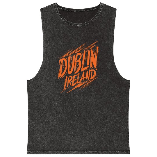 Dublin Ireland Souvenir Graphic Design Mineral Wash Tank Tops