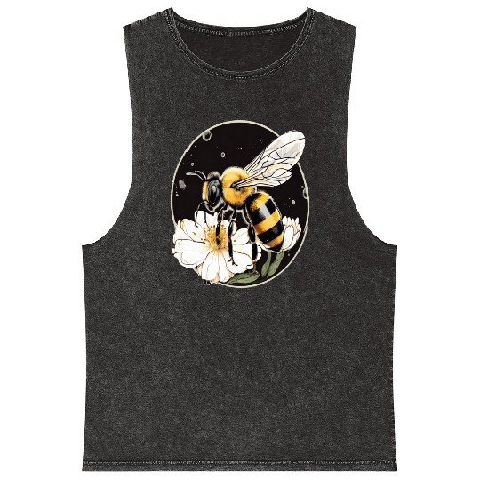 Bumble Bee on a Flower in a Bubble Mineral Wash Tank Tops