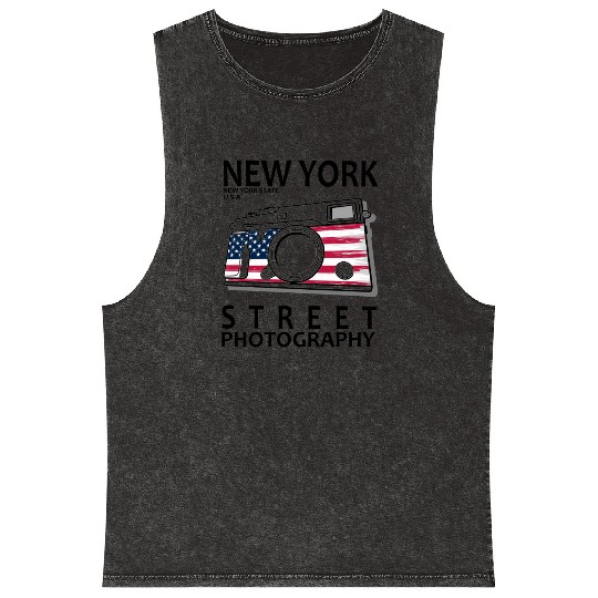 New York Street Photography Mineral Wash Tank Tops