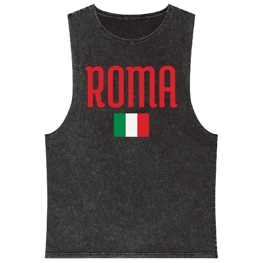 Vibrant Rome Italy Flag Typography Design Mineral Wash Tank Tops