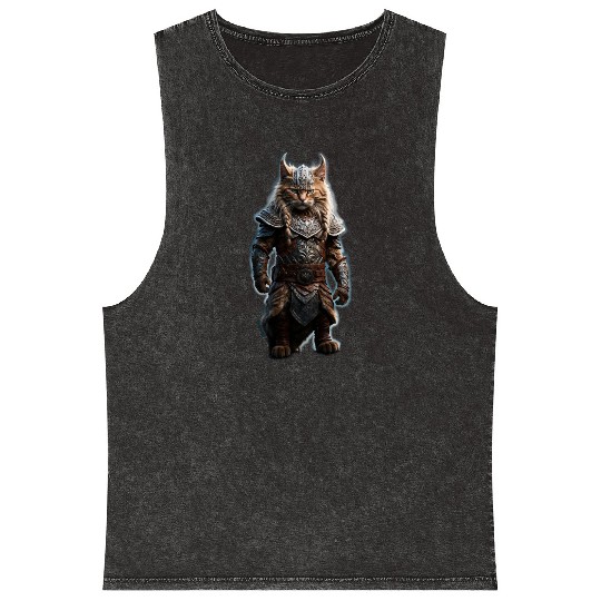 Viking cat Valhalla calling me Mineral Wash Tank Tops