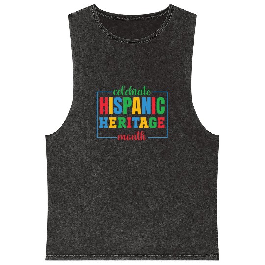 Hispanic heritage month colorful text image colorf Mineral Wash Tank Tops