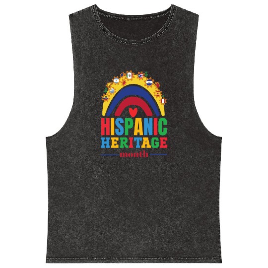 Hispanic heritage month flags colorful rainbow col Mineral Wash Tank Tops