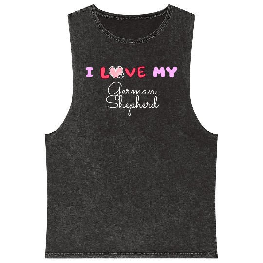 I Love My German Shepherd Mineral Wash Tank Tops