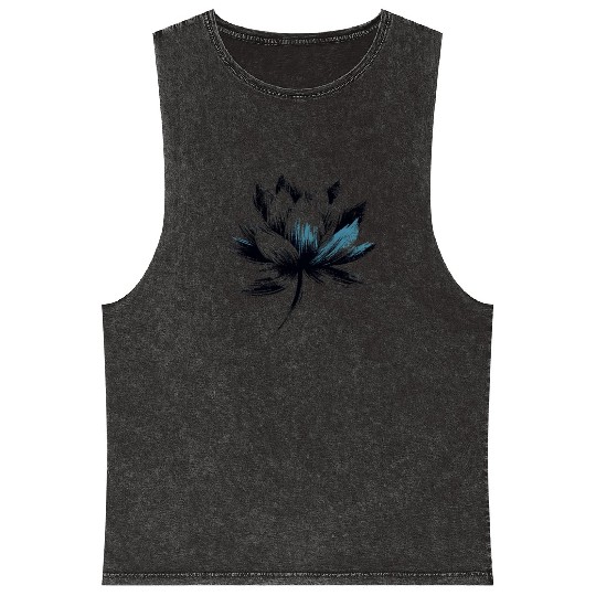 Modern Lotus with Brushstroke Effect 1 Mineral Wash Tank Tops