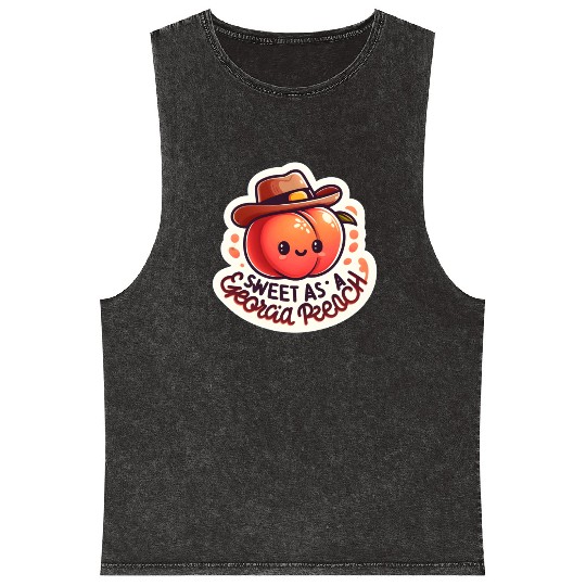 Sweet as a Georgia Peach Sticker Mineral Wash Tank Tops