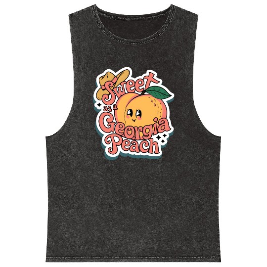 Sweet as a Georgia Peach Sticker.t-shits Mineral Wash Tank Tops