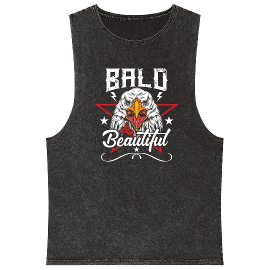 Bald & Beautiful American Eagle with Stars and Mineral Wash Tank Tops