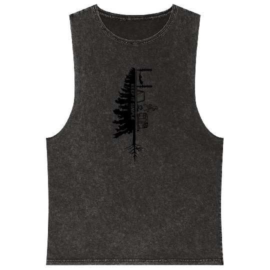 Keep It Simple Camping Tree Mineral Wash Tank Tops