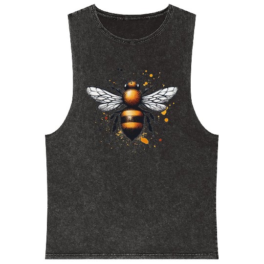 Honey Bee Insect Art Mineral Wash Tank Tops