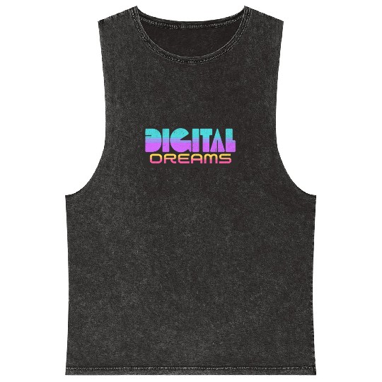 Digital Dreams - Retro Y2K Streetwear Design Mineral Wash Tank Tops