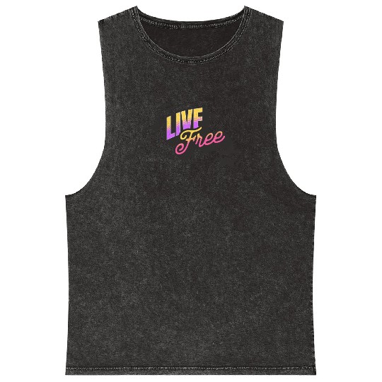 Live Free - Vibrant Y2K Streetwear Mineral Wash Tank Tops