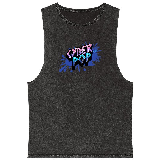 Cyber Pop - Vibrant Y2K Streetwear Aesthetic Mineral Wash Tank Tops
