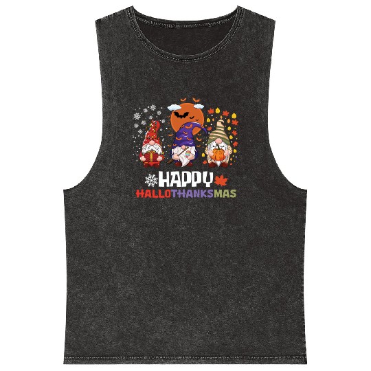 Happy Hallothanksmas Halloween Thanksgiving Mineral Wash Tank Tops