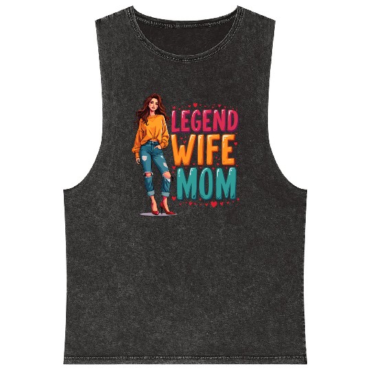 Retro Wife Mom Legend Vintage Mothers Day Mother Mineral Wash Tank Tops