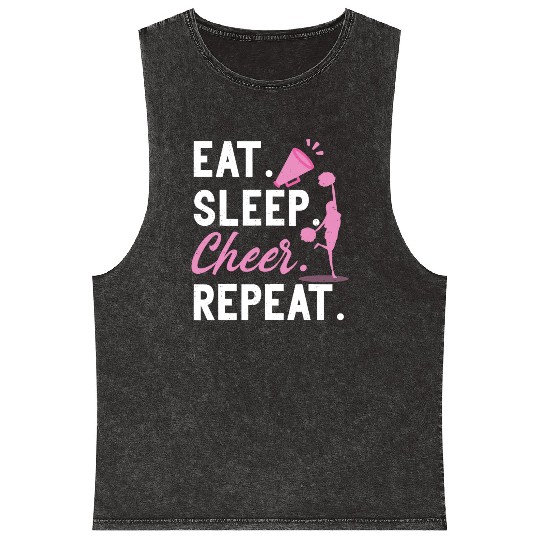 Cheerleading Dance Cheerleader Girls Eat Sleep Mineral Wash Tank Tops