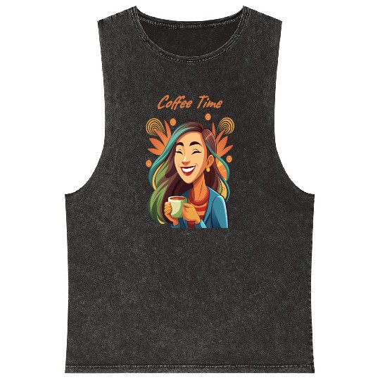 Coffee Time Bliss Mineral Wash Tank Tops