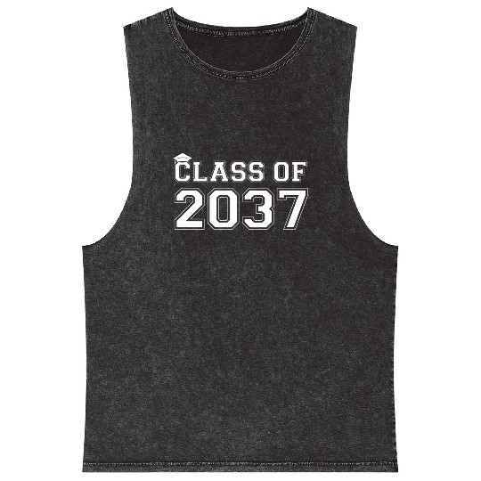 Class Of 2037 Pre K Grow With Me Graduation Mineral Wash Tank Tops
