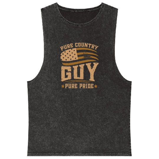 Small Town Us Flag Country Livin Boy Mineral Wash Tank Tops