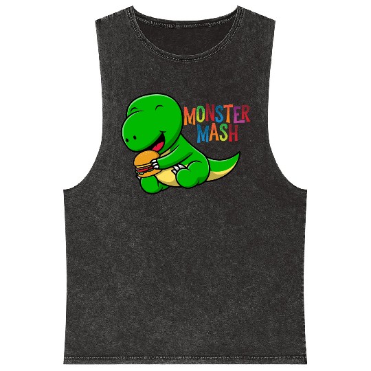 Monster eats hot dog Mineral Wash Tank Tops
