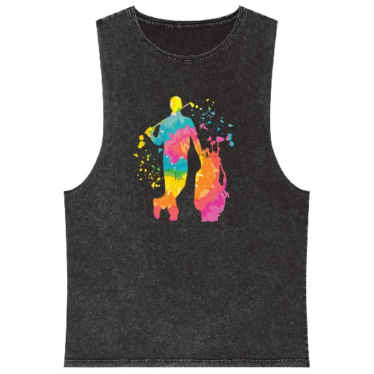 Golfer Colorsplash Kids Miniature Golf Mineral Wash Tank Tops