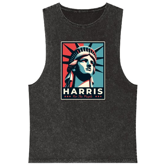 Harris 2024 statue of liberty Kamala Harris Mineral Wash Tank Tops