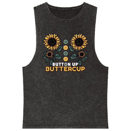 Button Up Buttercup Mineral Wash Tank Tops