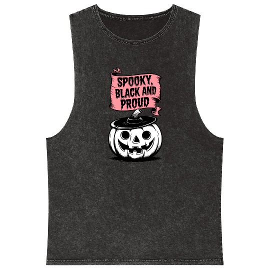 Spooky Black and Proud Mineral Wash Tank Tops