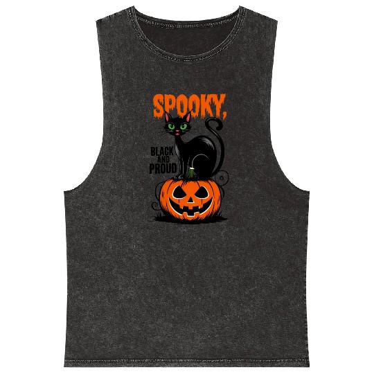 Spooky Black and Proud Mineral Wash Tank Tops
