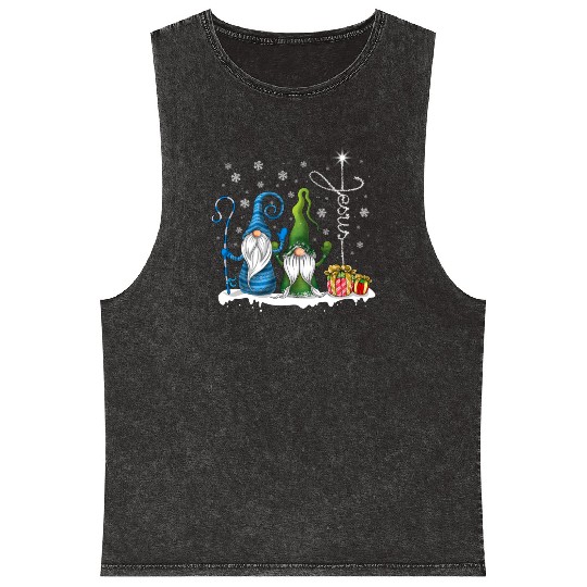 Merry Christmas Gnomes Xmas Family Men Women Mineral Wash Tank Tops