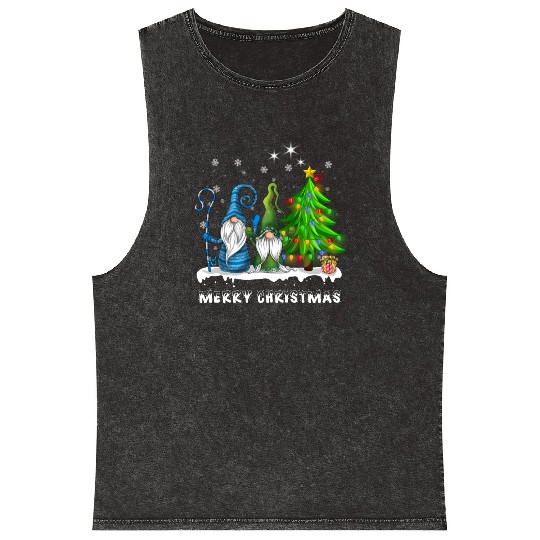 Merry Christmas Gnomes Xmas Family Men Women Mineral Wash Tank Tops