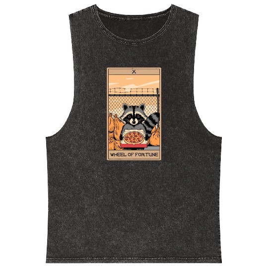 Wheel of Fortune Raccoons Tarot Card Mineral Wash Tank Tops