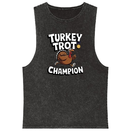 Funny Turkey Trot Running Thanksgiving Champion Mineral Wash Tank Tops