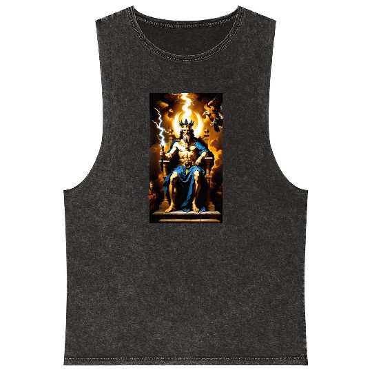 Zeus Jupiter Greek Mythology Gods Baroque Mineral Wash Tank Tops
