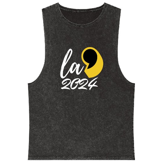 kamala harris 2024 president comma la funny t-shir Mineral Wash Tank Tops